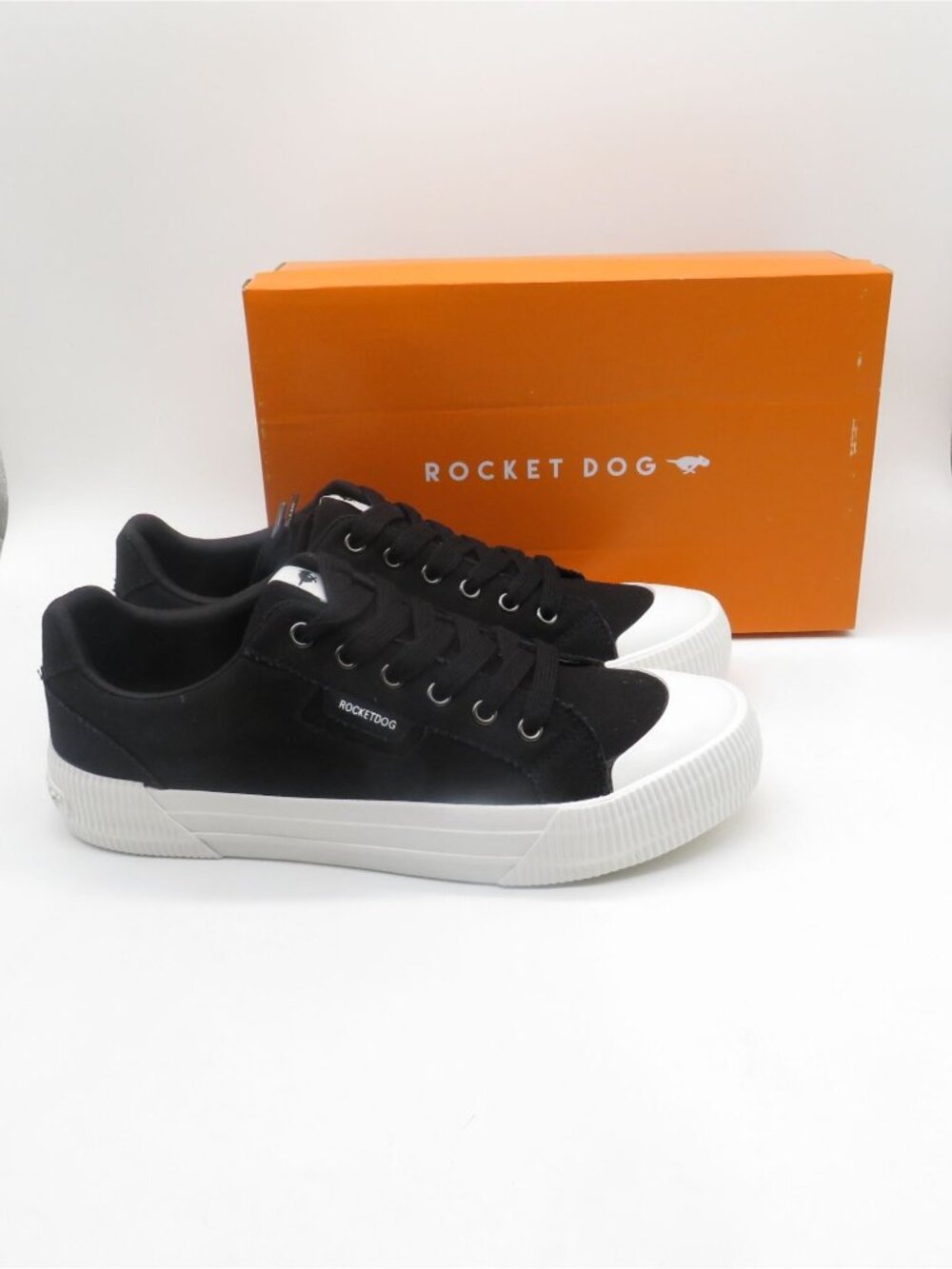 Rocket Dog Womens Black Canvas Sneakers White Foxing Size 11M NEW